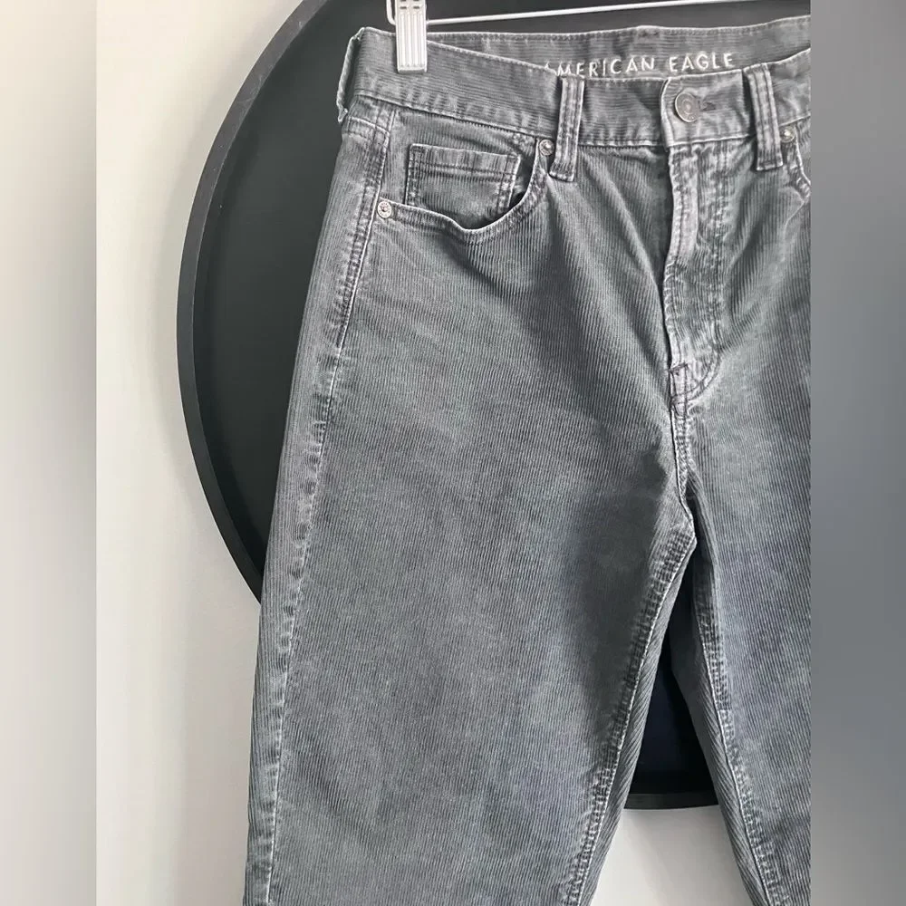 AMERICAN EAGLE Grey Corduroy High Rise Pants Size 0 - Picture 3 of 14